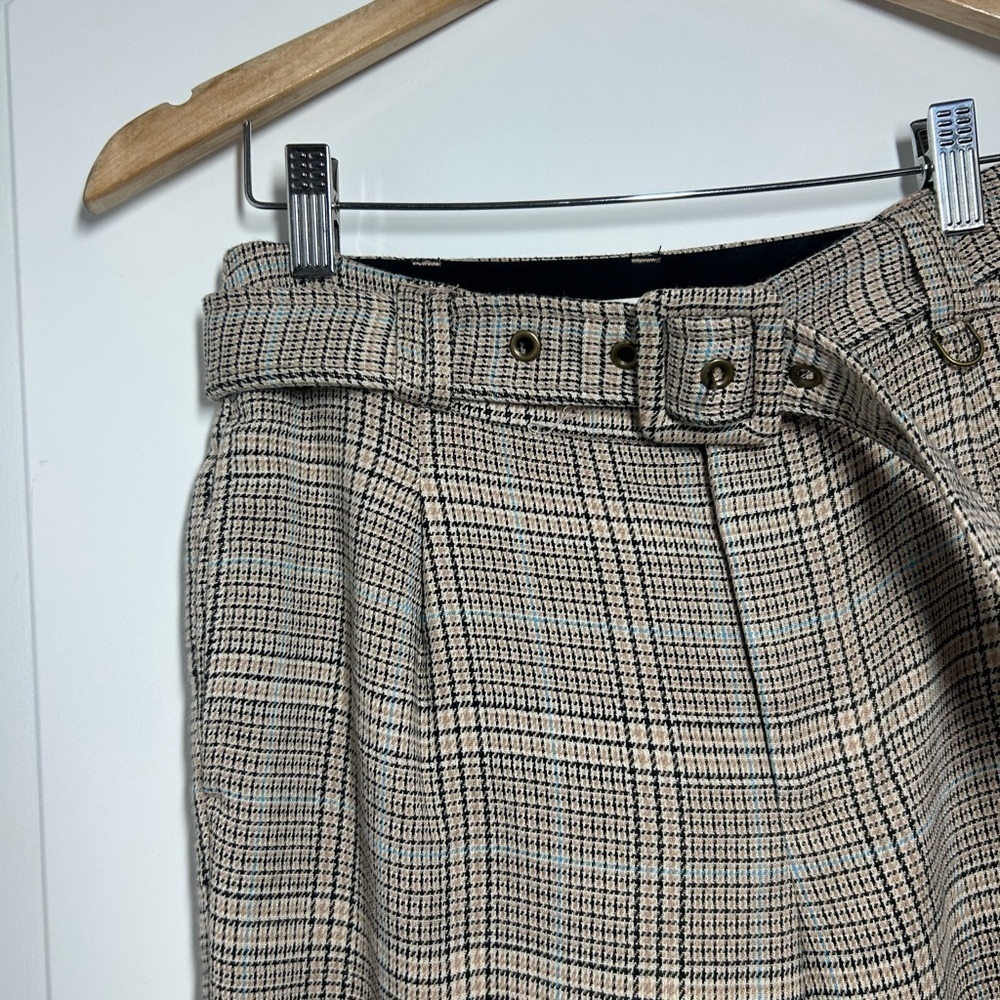 Anthropologie Maeve Boot Tuck Knit Plaid Trouser Pants with Belt size 4 preppy - Picture 7 of 15